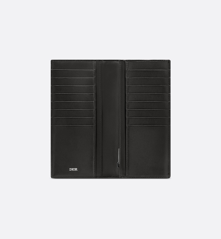 Vertical Long Wallet Black Oblique Jacquard