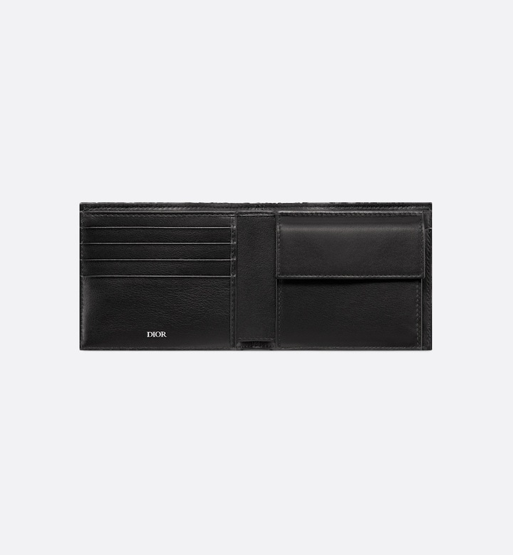 Compact Wallet Black Oblique Jacquard