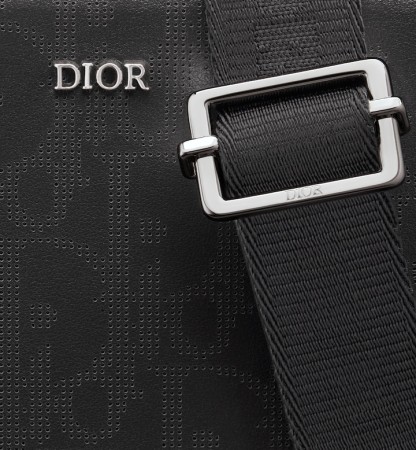 Zipped Pouch with Strap Black Oblique Galaxy Leather