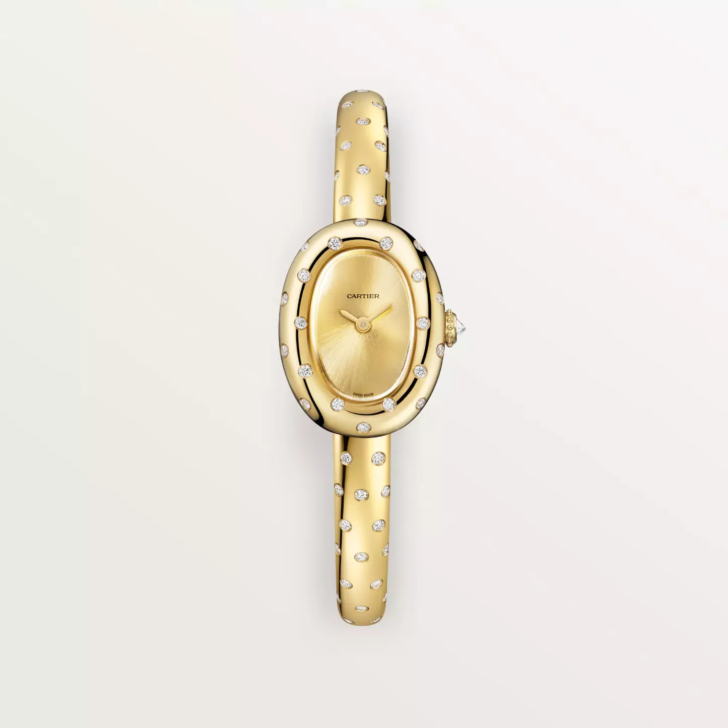 BAIGNOIRE WATCH, Mini Model With 29 Diamonds, Yellow Gold, Size 15 - 16