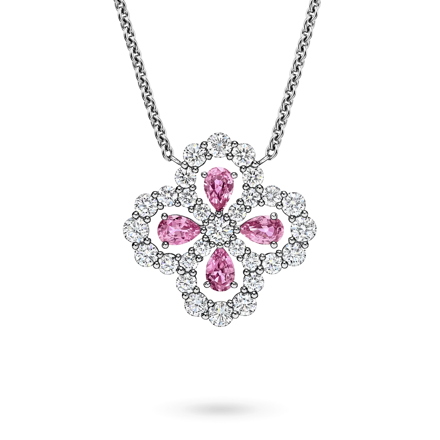 Diamond Loop Full Motif Pink Sapphire and Diamond Pendant