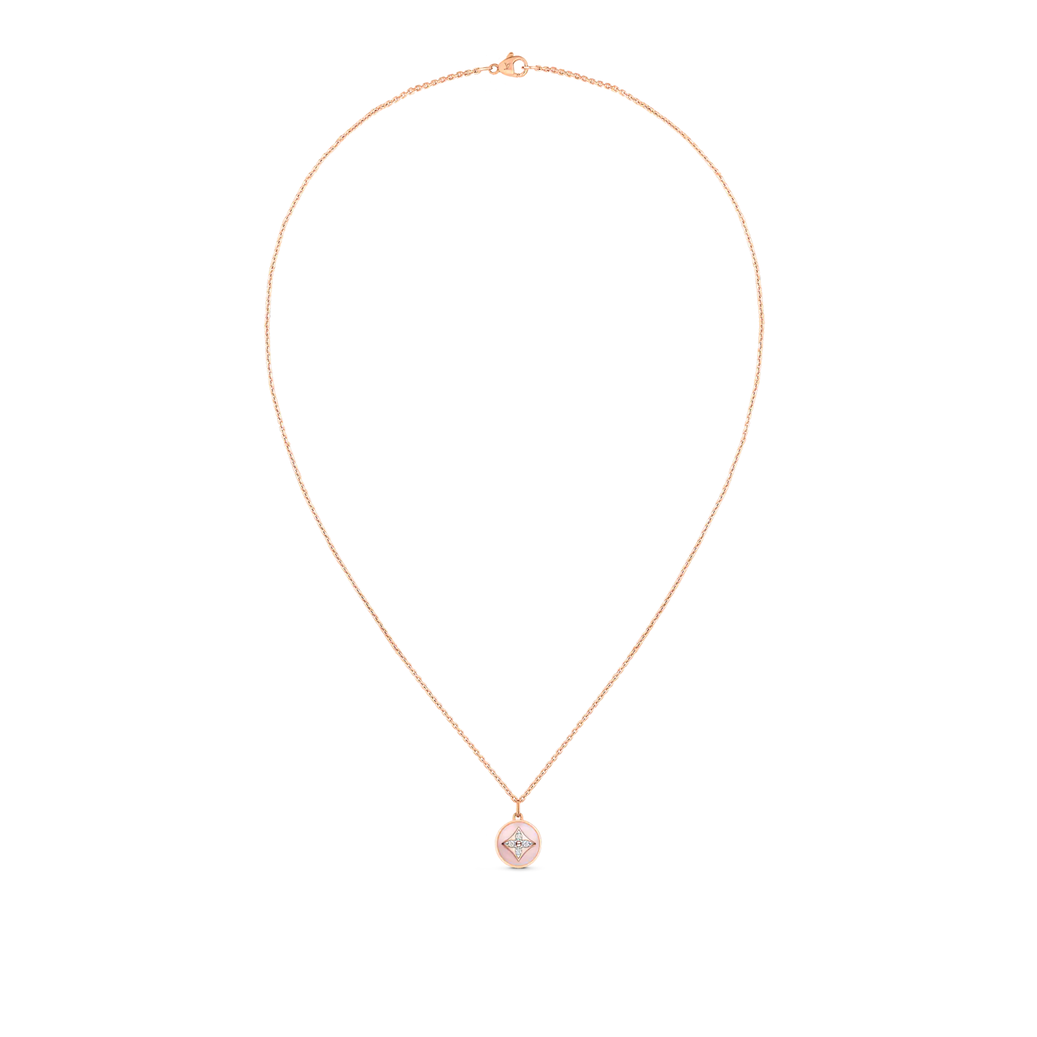 B Blossom Pendant, Pink Gold, White Gold, Pink Opal And Diamonds