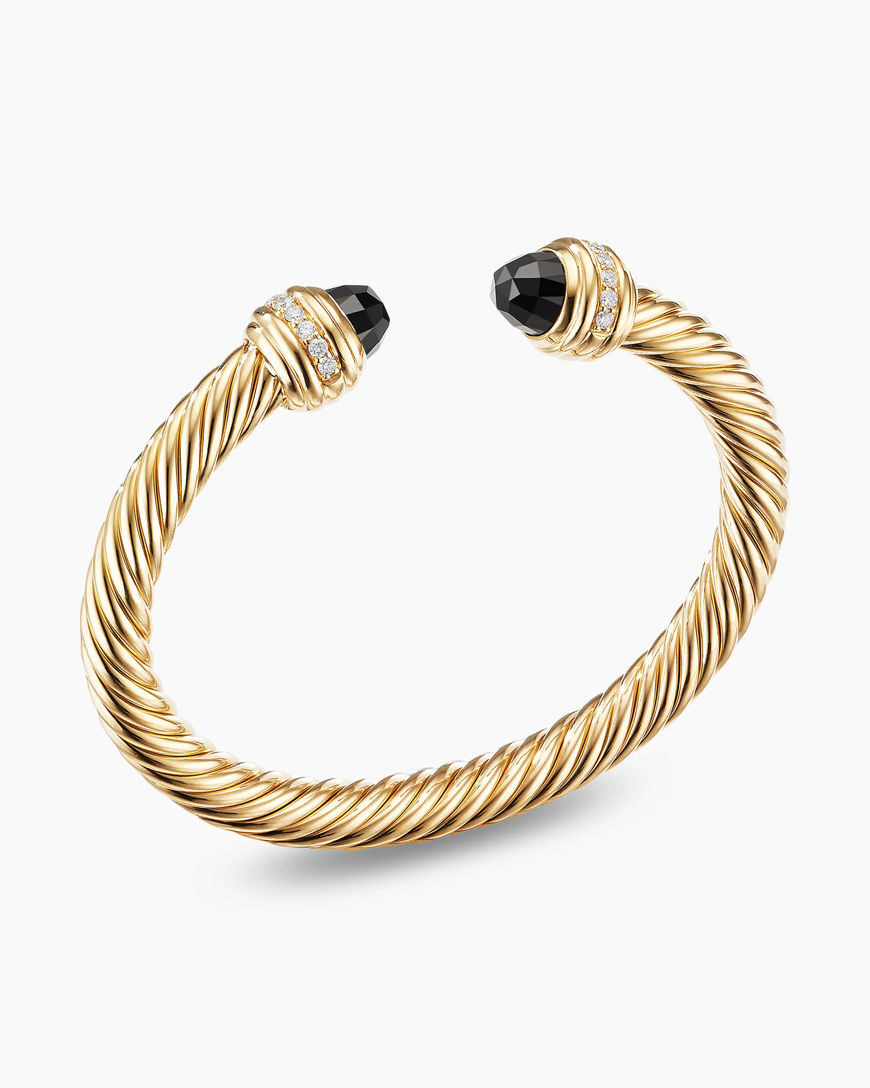 Classic Cablespira庐 Bracelet 18K Yellow Gold with Black Onyx and Diamonds, 7mm