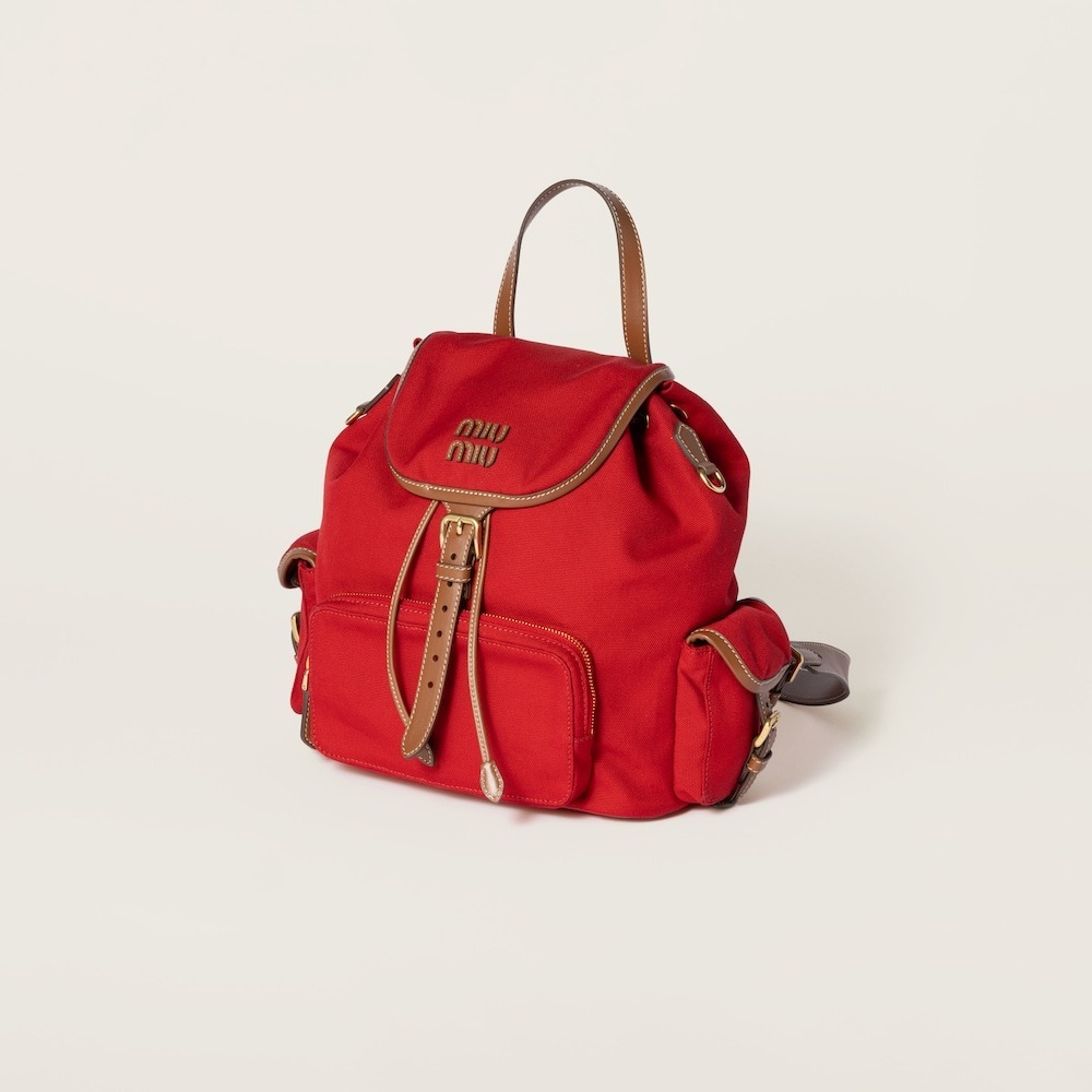 Canvas and leather backpack