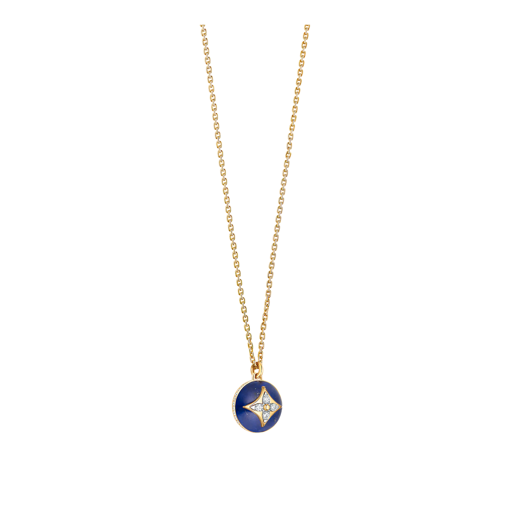 B Blossom Pendant, Yellow Gold, Lapis Lazuli and Diamonds