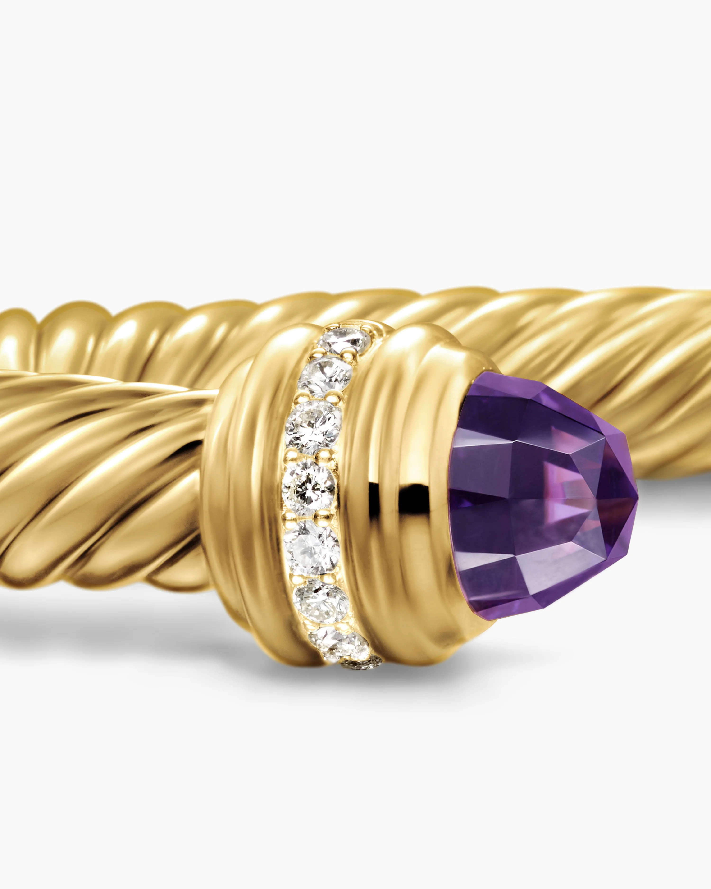 Classic Cablespira庐 Bracelet 18K Yellow Gold with Amethyst and Diamonds, 7mm