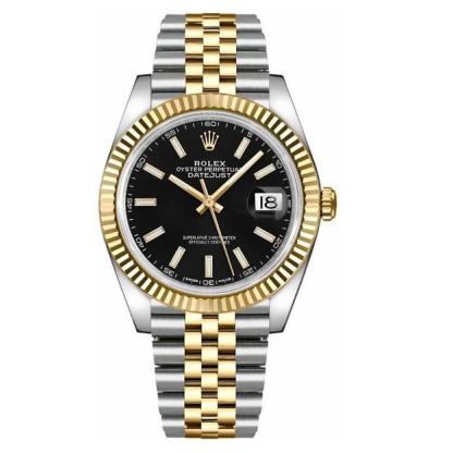 Datejust 41 Black Dial Men's Gold & Steel Watch 126333-0014