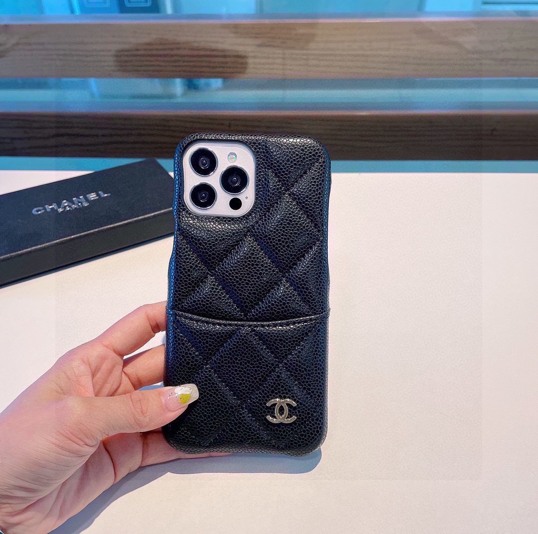 Leather diamond car line plug-in cell phone case