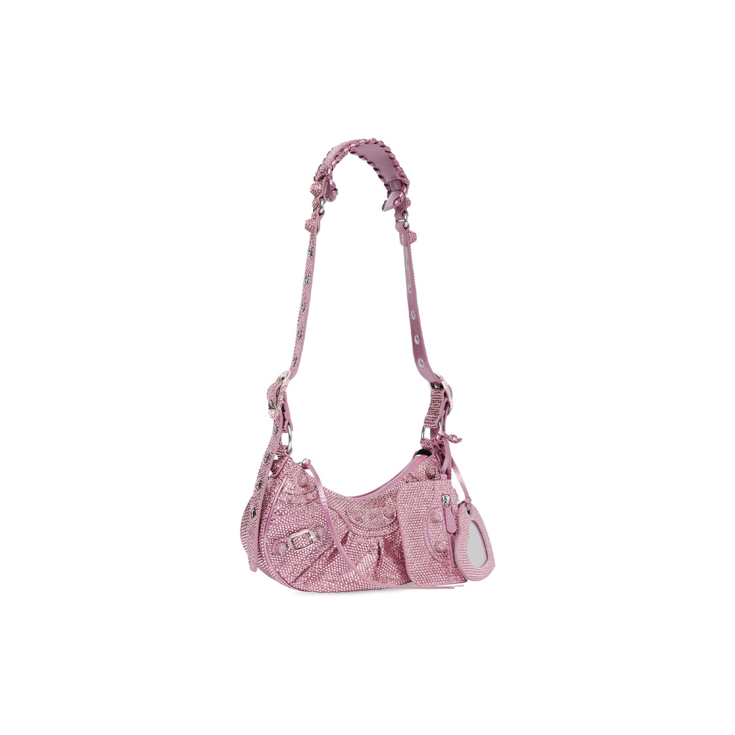 Women's Le Cagole Xs Shoulder Bag With Rhinestones in Pink