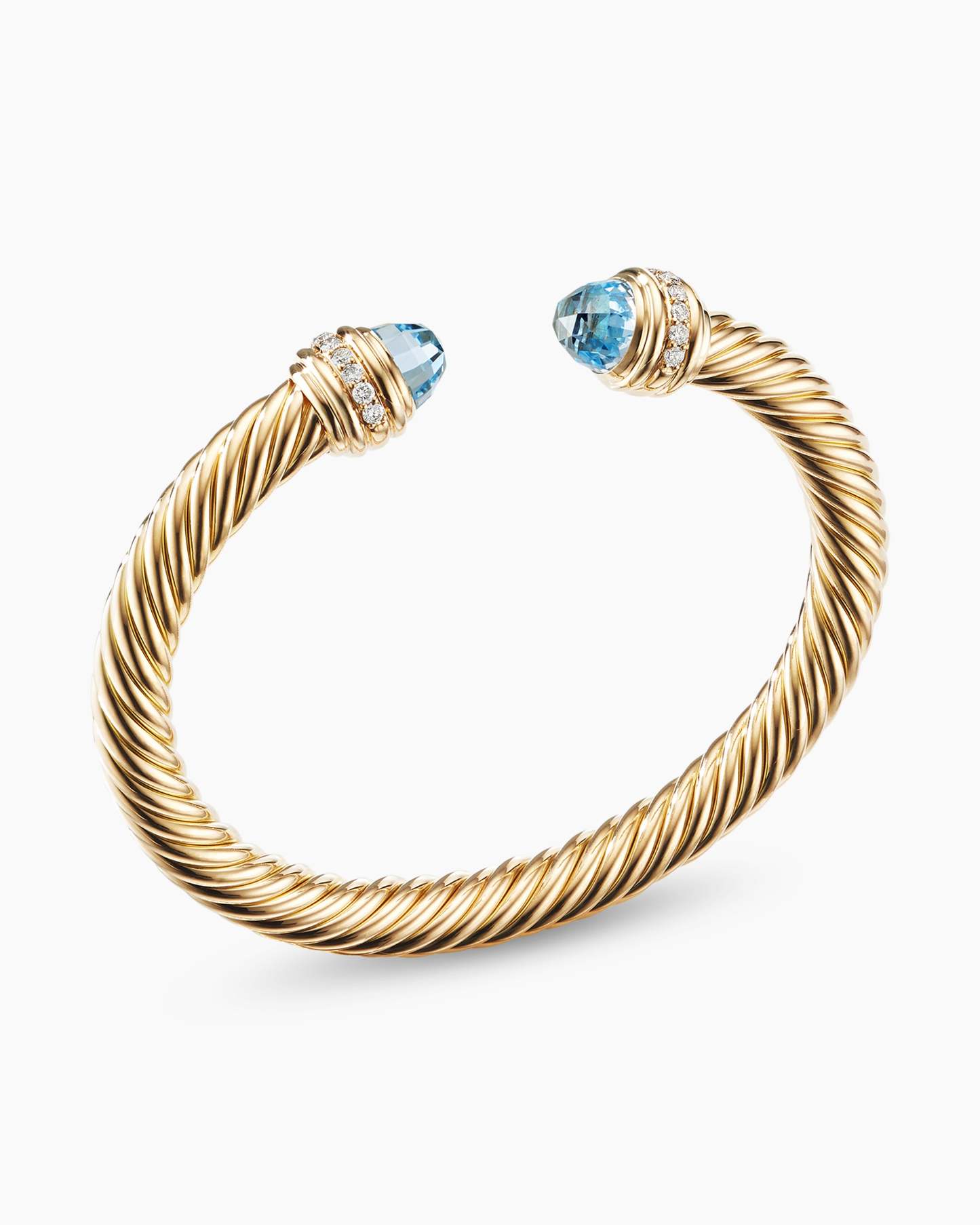Classic Cablespira庐 Bracelet 18K Yellow Gold with Blue Topaz and Diamonds, 7mm