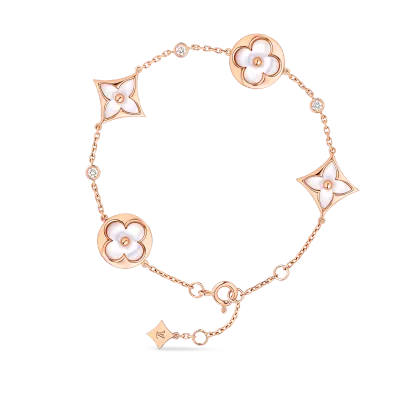 Color Blossom BB Multi-Motifs Bracelet, Pink Gold, White Mother-of-Pearl And Diamonds