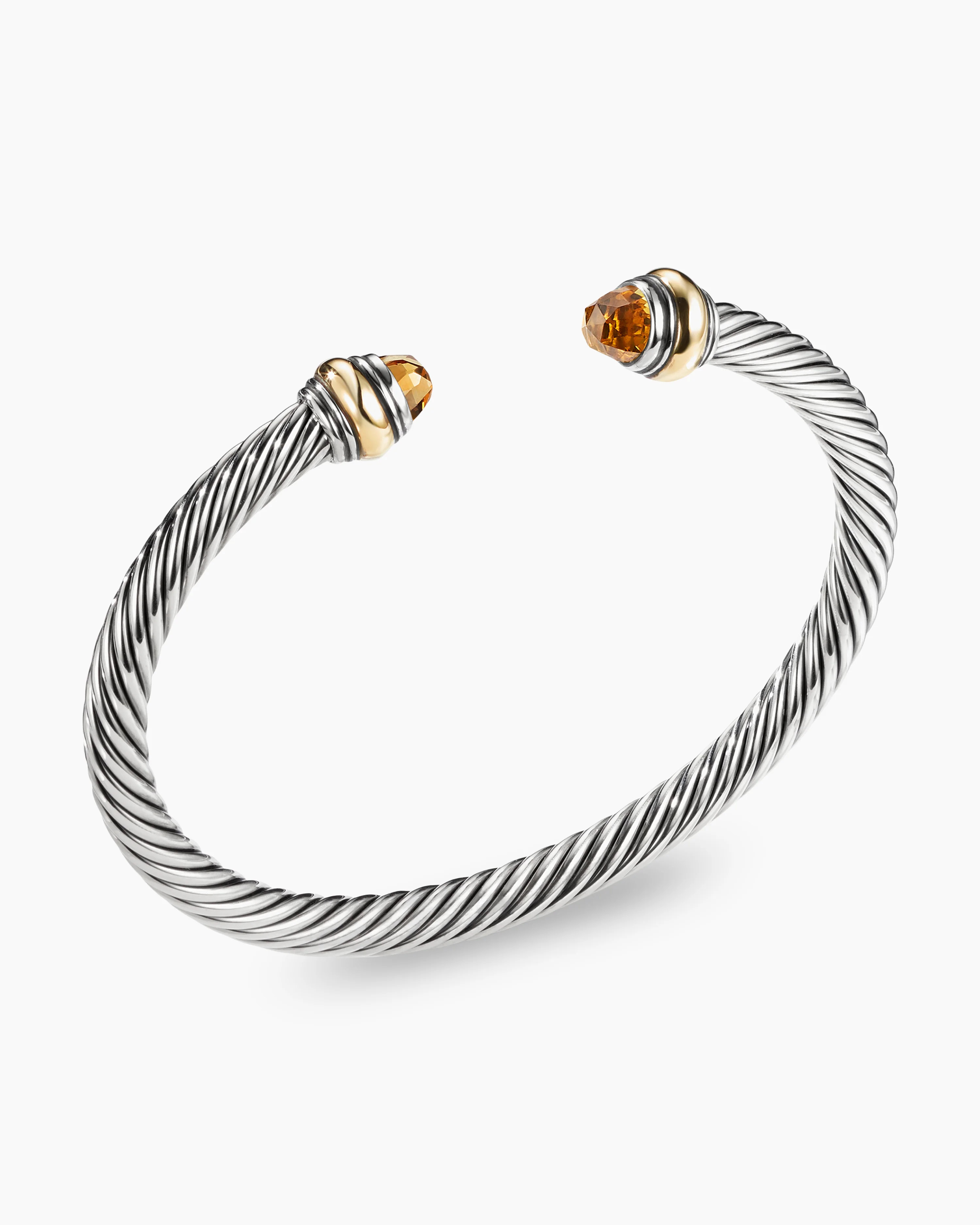 Classic Cable Bracelet Sterling Silver with 14K Yellow Gold and Citrine, 5mm