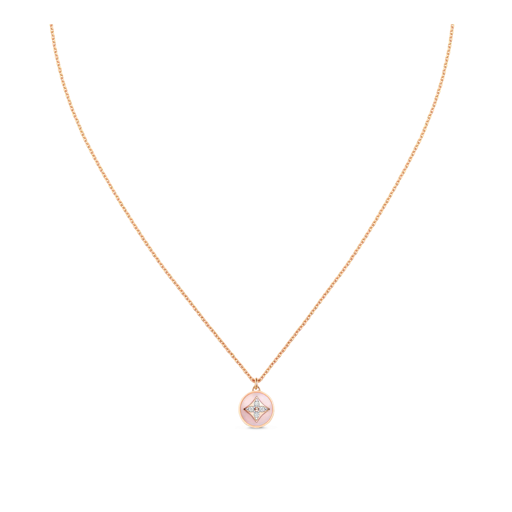 B Blossom Pendant, Pink Gold, White Gold, Pink Opal And Diamonds