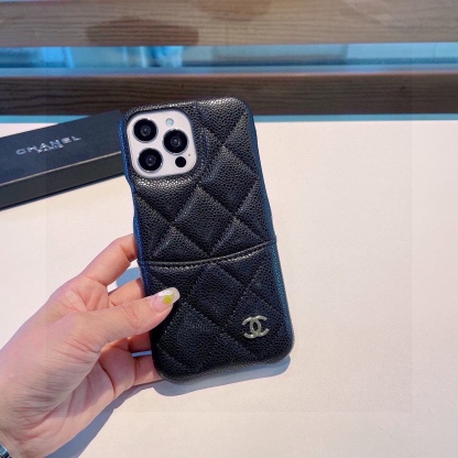 Leather diamond car line plug-in cell phone case