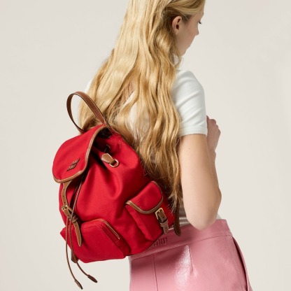 Canvas and leather backpack