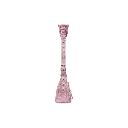 Women's Le Cagole Xs Shoulder Bag With Rhinestones in Pink