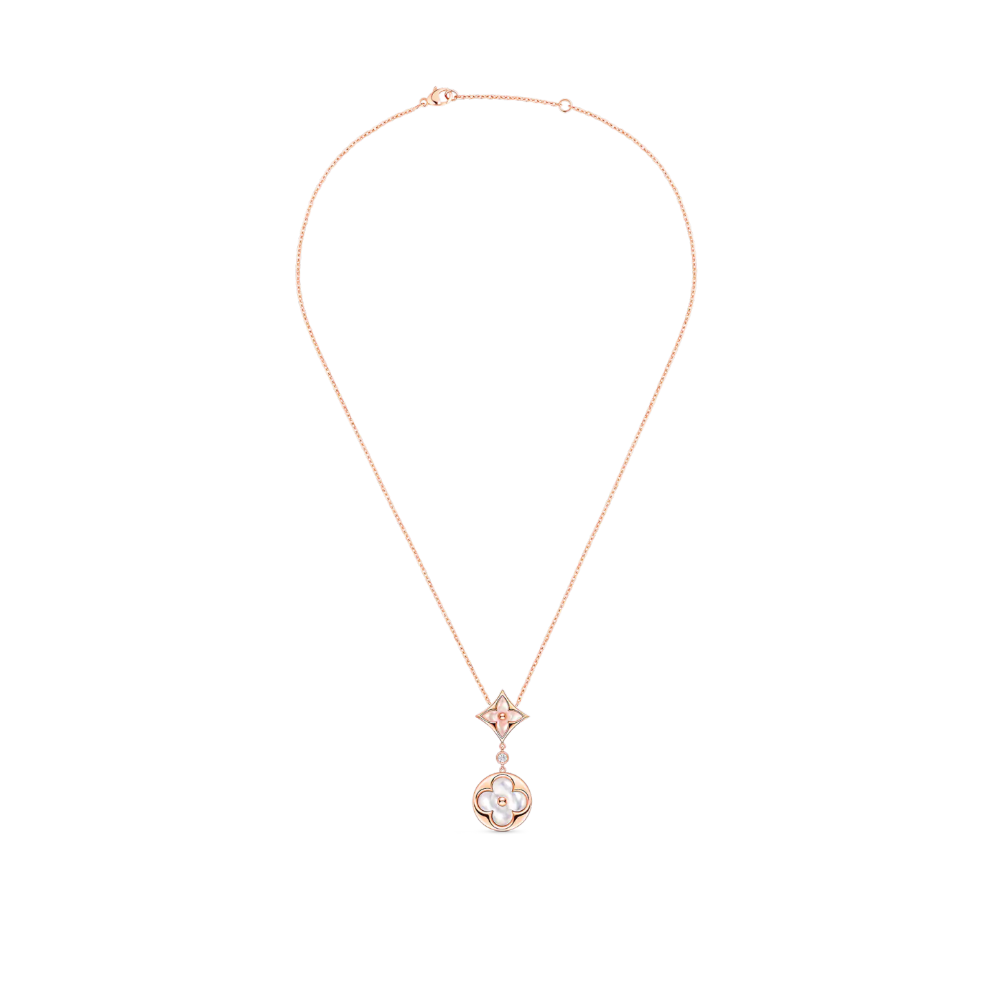 Color Blossom Necklace, Pink Gold, Pink Mother-Of-Pearl, White Mother-Of-Pearl And Diamond