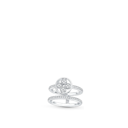 Idylle Blossom Two-Row Ring, White Gold And Diamonds