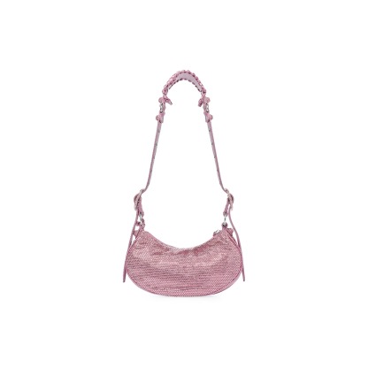 Women's Le Cagole Xs Shoulder Bag With Rhinestones in Pink