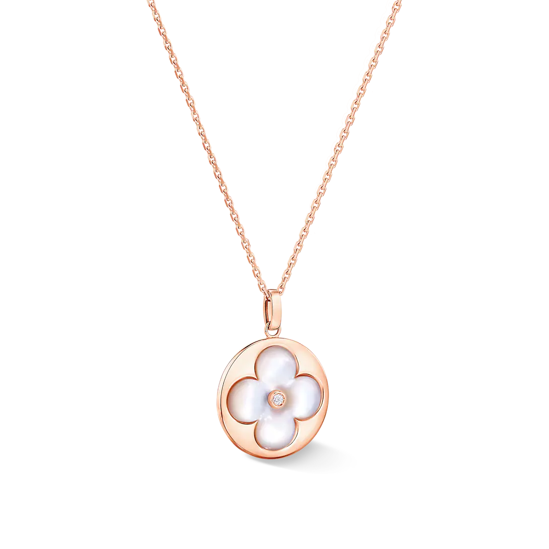 Color Blossom XL Medallion Pink Gold, White Mother-Of-Pearl and Diamond