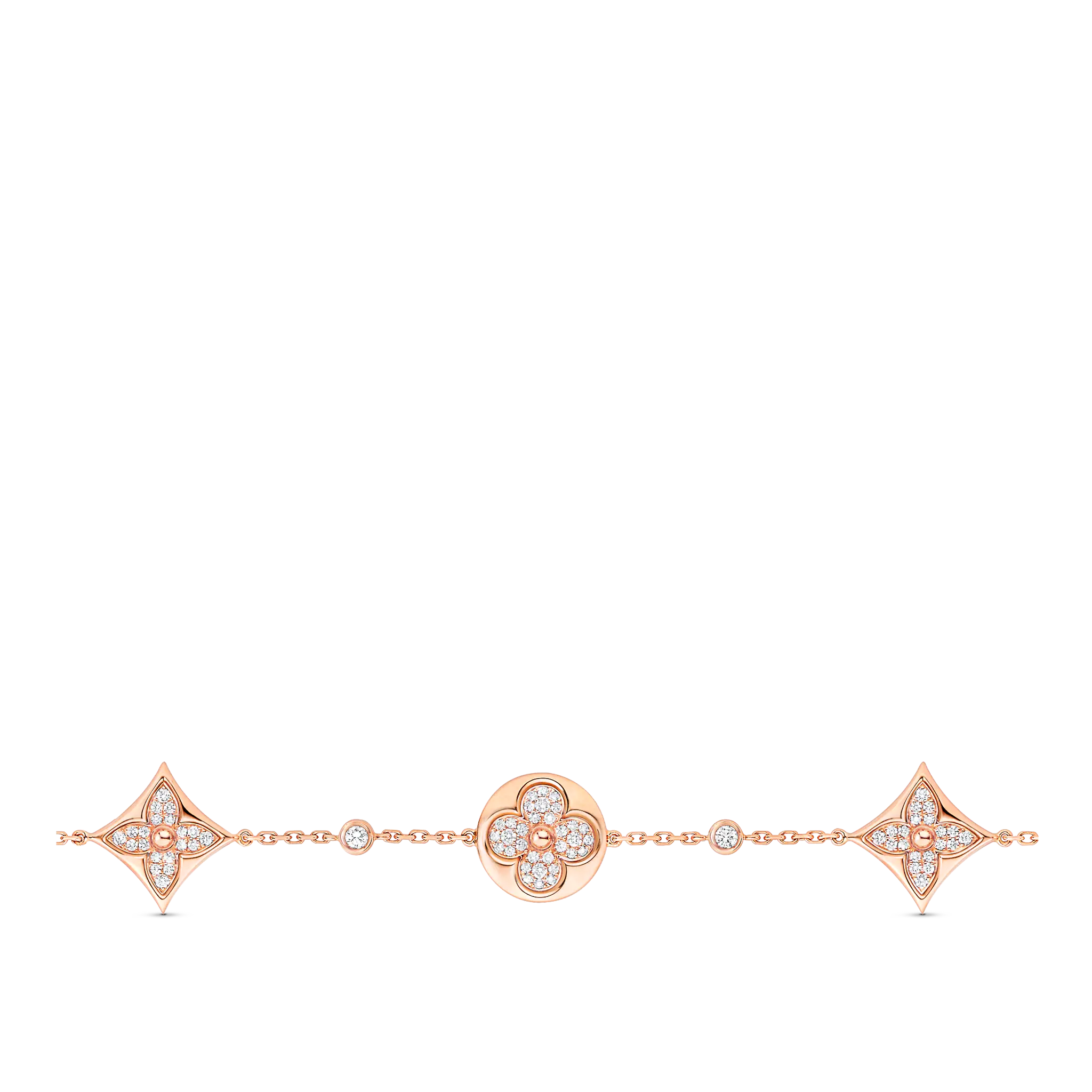 Color Blossom BB Multi-Motifs Bracelet, Pink Gold And Diamonds