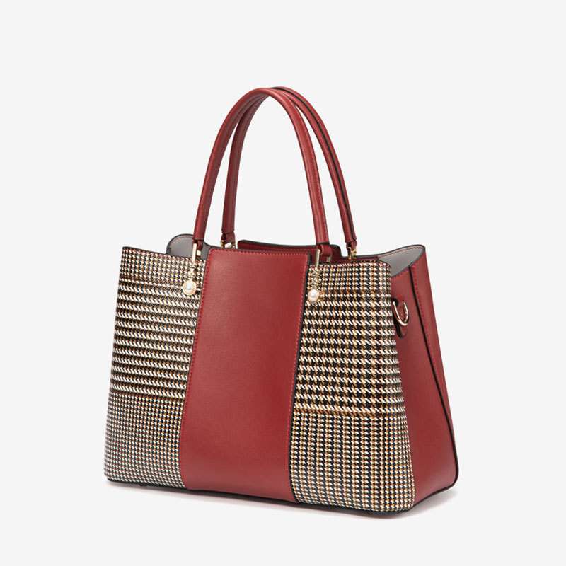 Leather women's bag red crossbody tote