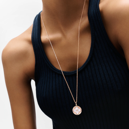 Color Blossom XL Medallion Pink Gold, White Mother-Of-Pearl and Diamond