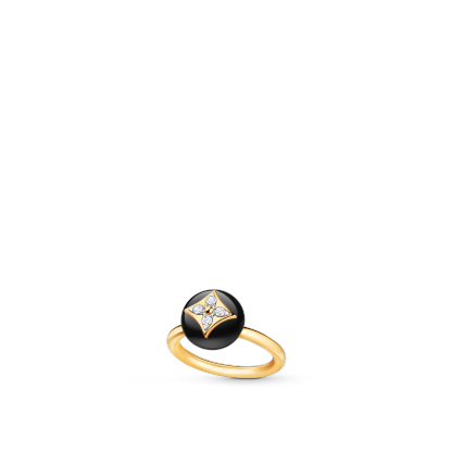B Blossom Ring, Yellow Gold, White Gold, Onyx And Diamonds