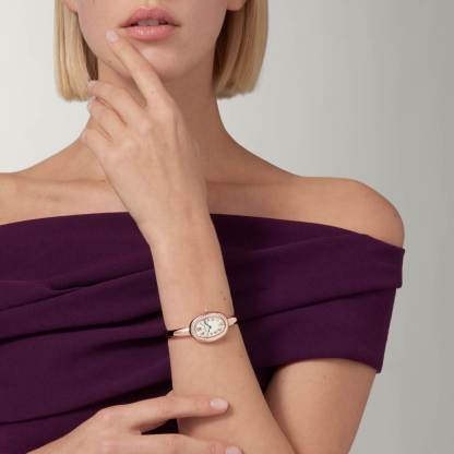 BAIGNOIRE WATCH, Small Model With 42 Diamonds, Rose Gold, Size 15 - 17
