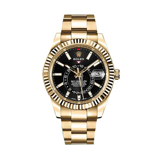 Sky-Dweller Gold 42 mm Black Index Dial Oyster Bracelet