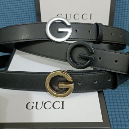 3 Colors Luxury Single G Black Leather Belt