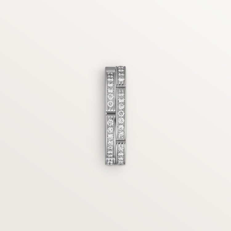 MAILLON PANTHÈRE THIN WEDDING BAND, 2 HALF DIAMOND-PAVED ROWS