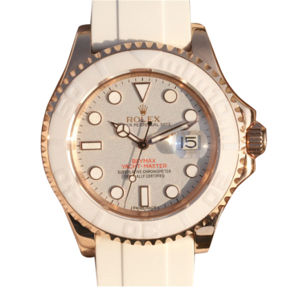 YACHT MASTER 1 BAYMAX ROSE GOLD MIX WHITE RUBBER STRAP 40MM