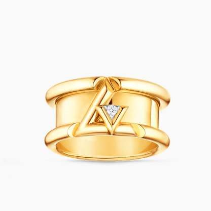 Volt One Band Ring, Yellow Gold And Diamond