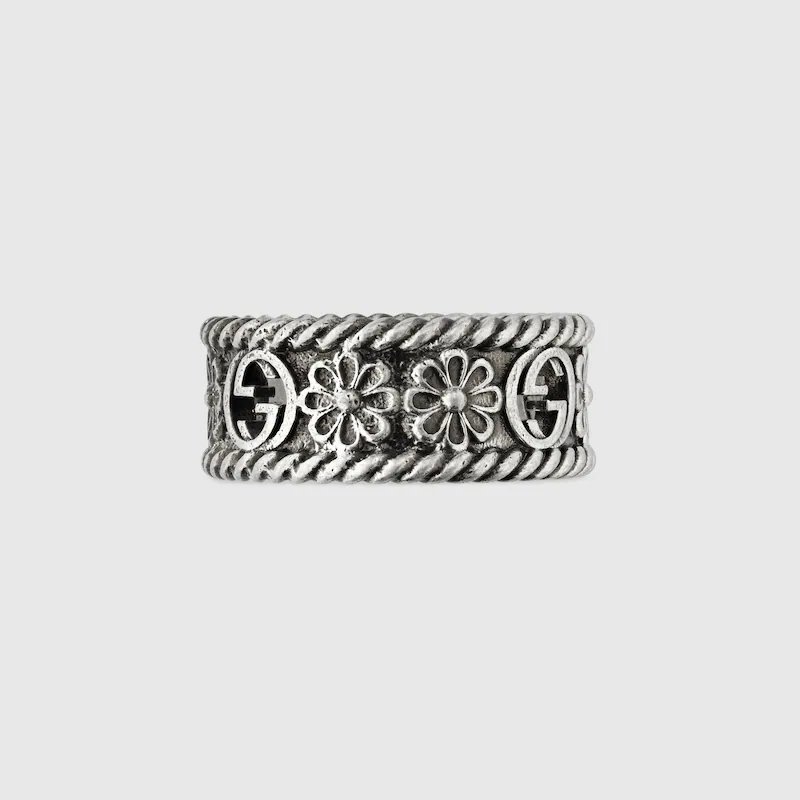GUCCI INTERLOCKING SILVER RING