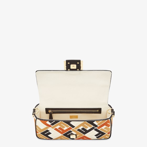 Baguette Multicolor canvas bag with FF embroidery