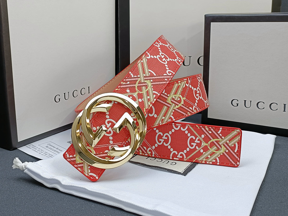 3 Colors luxury double G stripe calico belt Gender: general