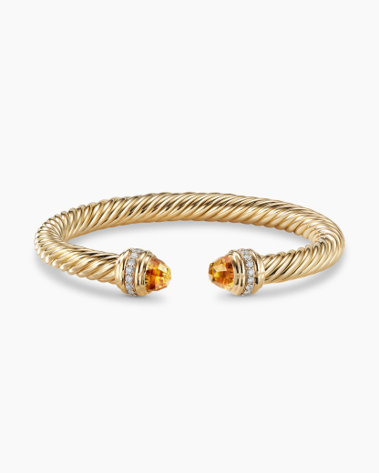 Classic Cablespira庐 Bracelet 18K Yellow Gold with Citrine and Diamonds, 7mm