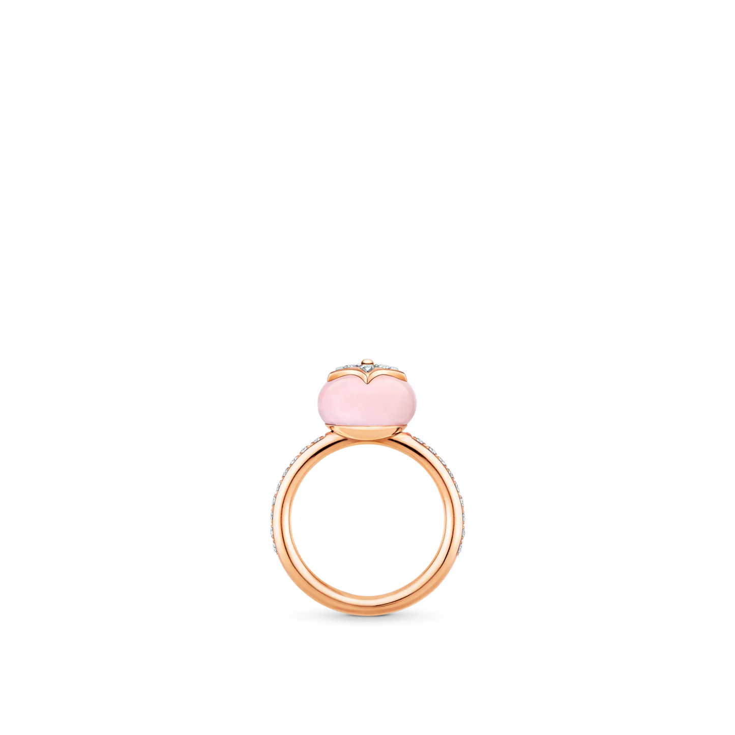B Blossom Ring, Pink Gold, White Gold, Pink Opal And Pave Diamond