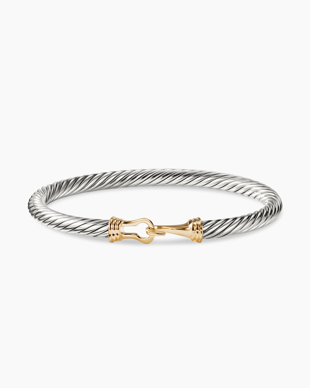 Buckle Classic Cable Bracelet Sterling Silver with 14K Yellow Gold, 5mm