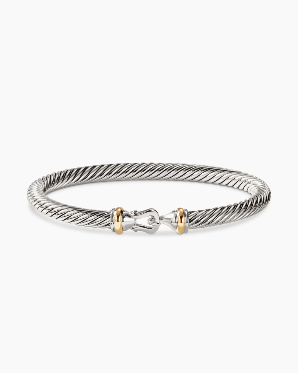 Buckle Classic Cable Bracelet Sterling Silver with 18K Yellow Gold, 5mm