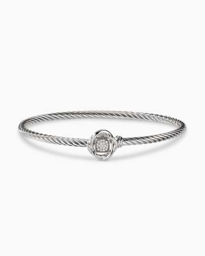 Infinity Bracelet Sterling Silver with Diamonds, 3mm