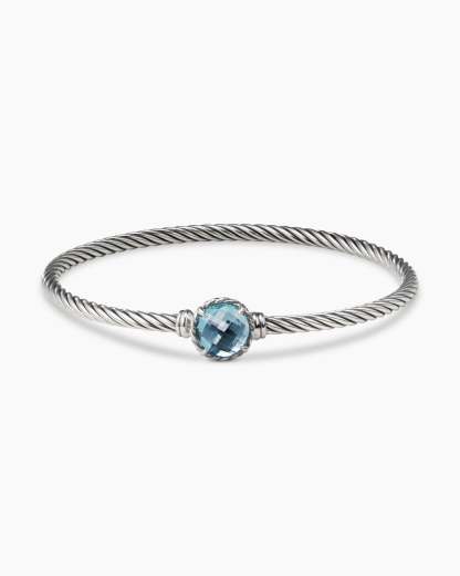 Petite Chatelaine庐 Bracelet Sterling Silver with Blue Topaz, 3mm