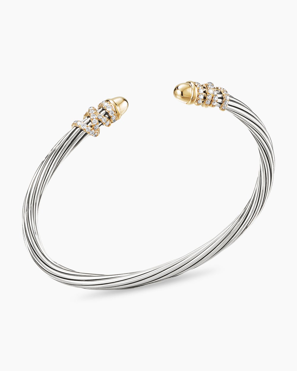 Helena Bracelet Sterling Silver with 18K Yellow Gold Domes and Diamonds, 4mm