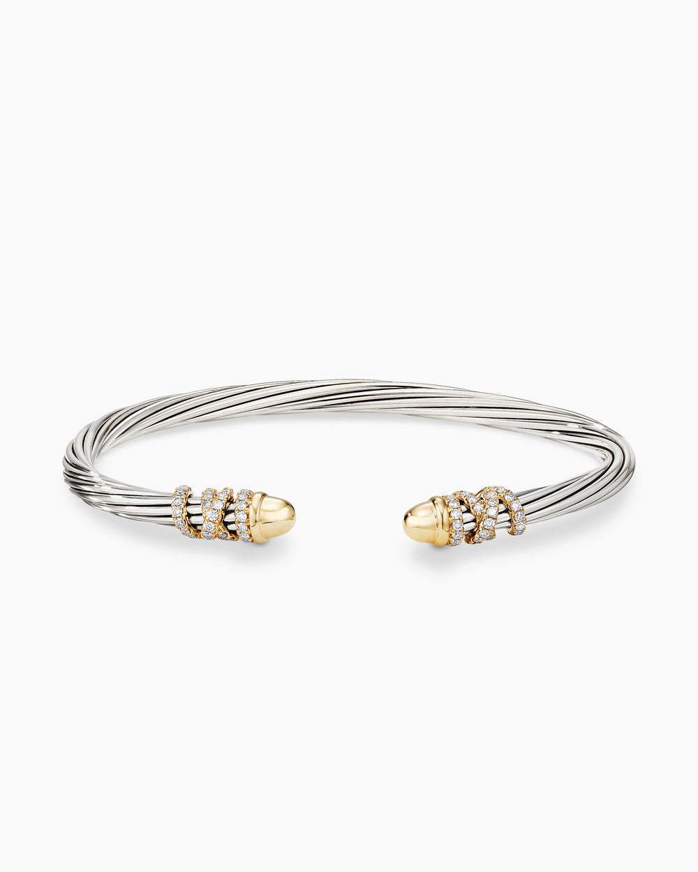 Helena Bracelet Sterling Silver with 18K Yellow Gold Domes and Diamonds, 4mm
