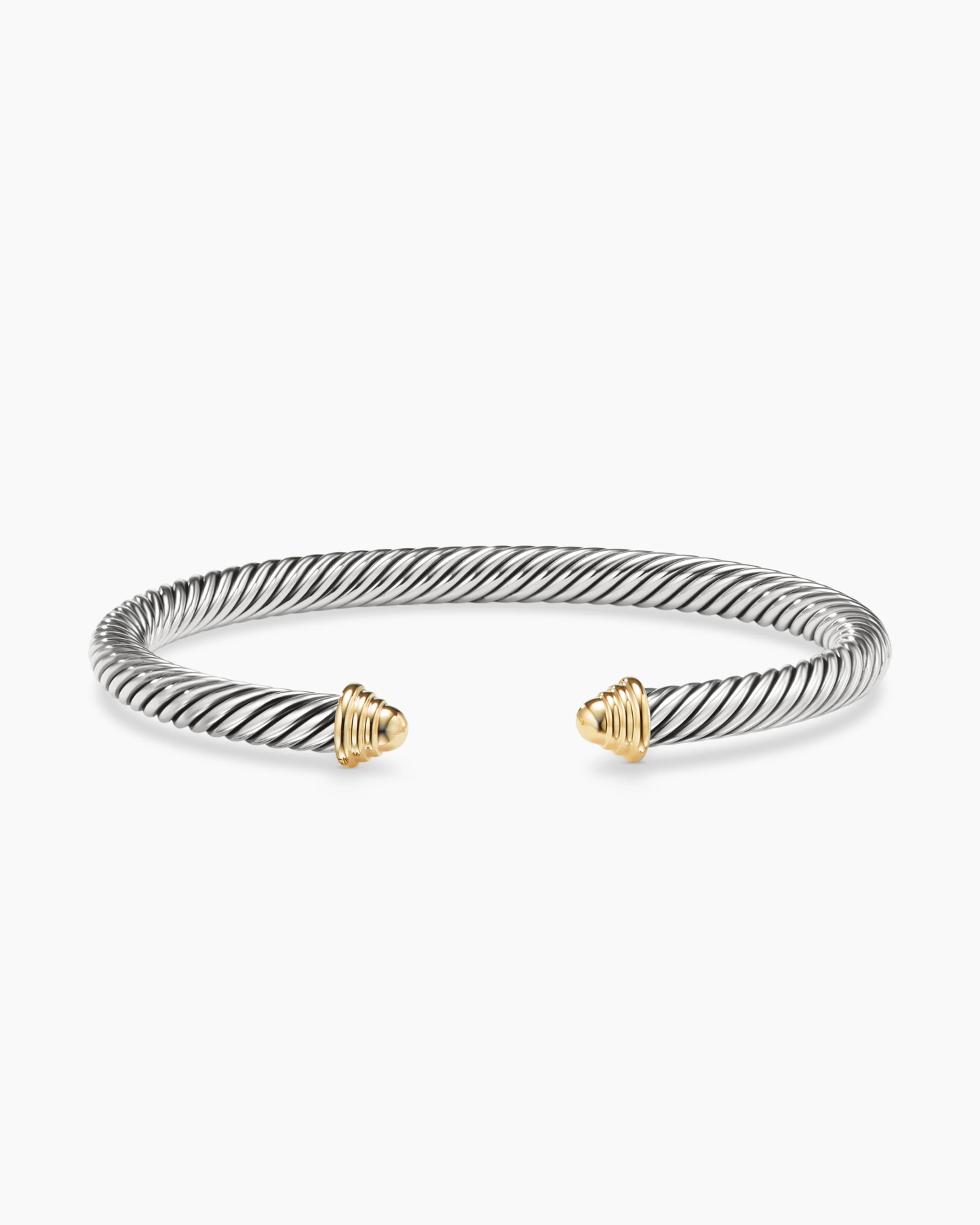 Classic Cable Bracelet Sterling Silver with 14K Yellow Gold Domes, 5mm