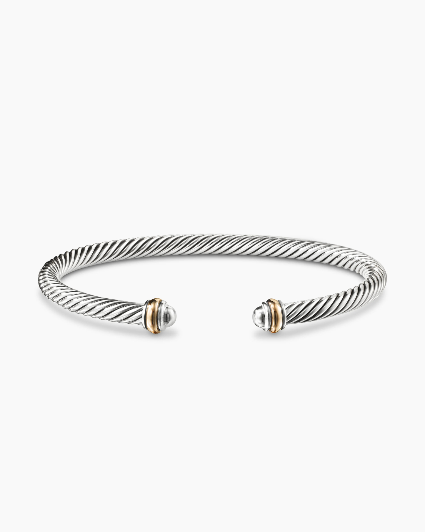 Classic Cable Bracelet Sterling Silver with 18K Yellow Gold, 4mm