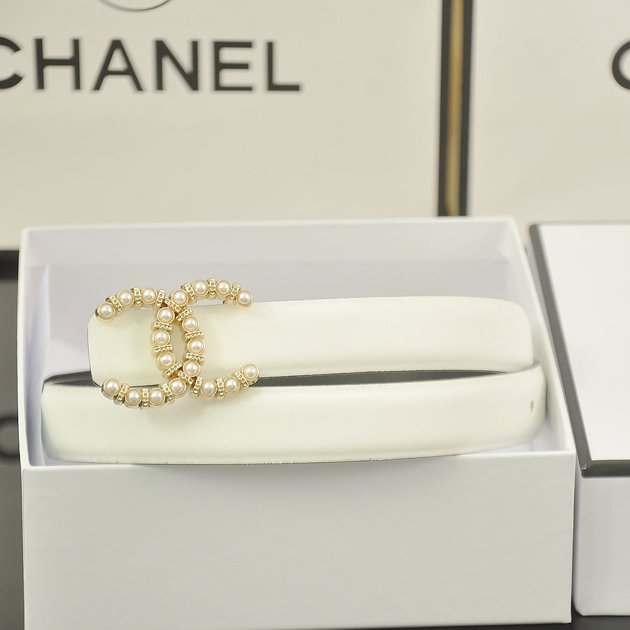 6 color luxury double C pearl rhinestone belt