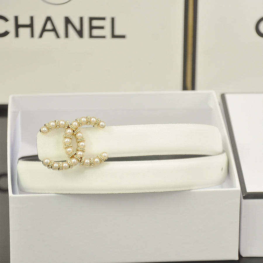 6 color luxury double C pearl rhinestone belt