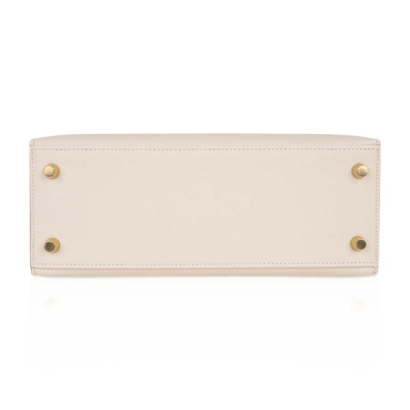 Kelly 25 Sellier Bag Craie Epsom Leather with Gold Hardware